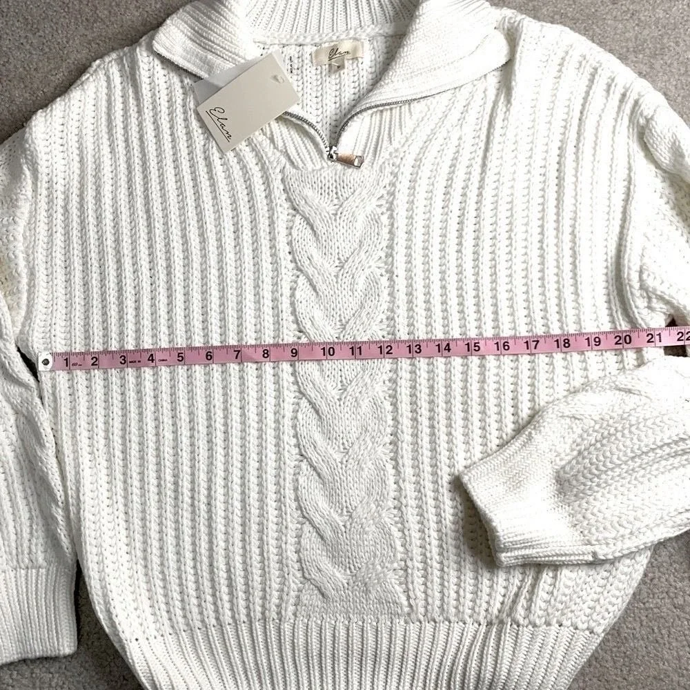 Elan Everest Cable Knit Sweater Women Small Cotton Blend NWT